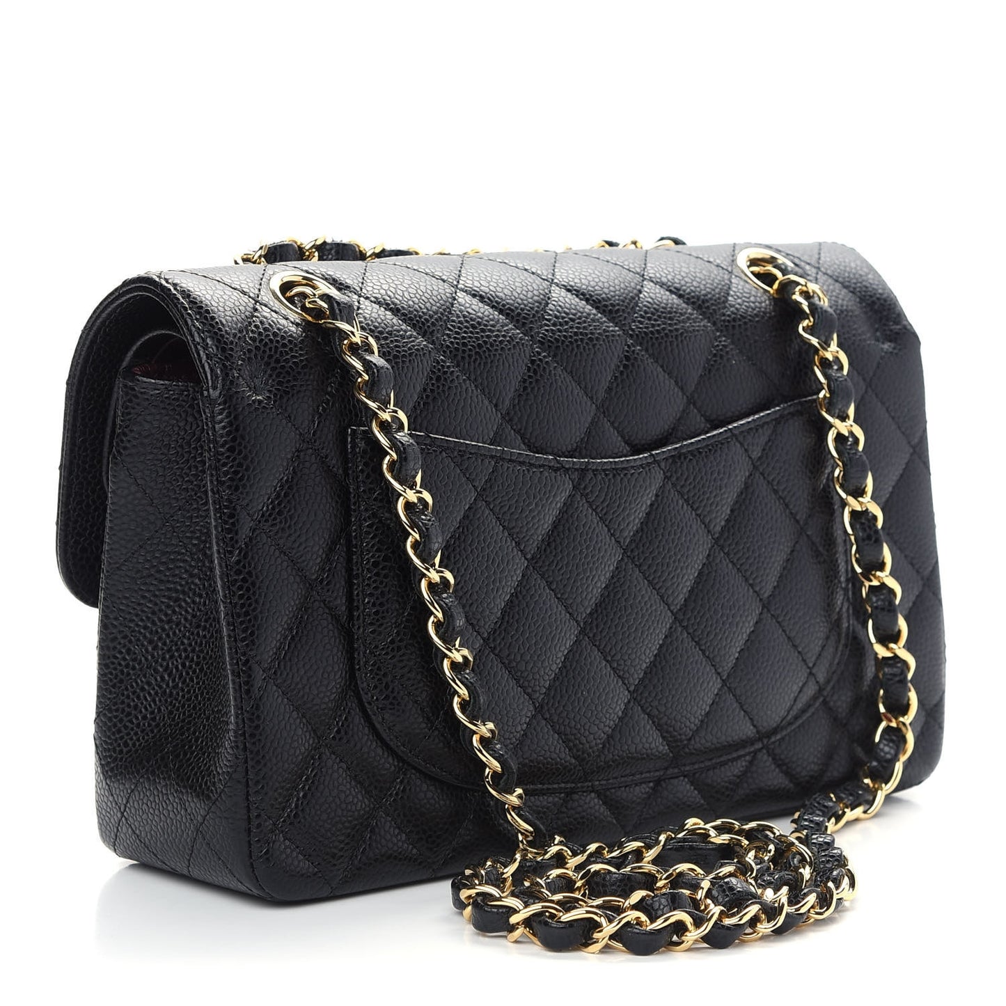 Caviar Quilted Small Double Flap Black