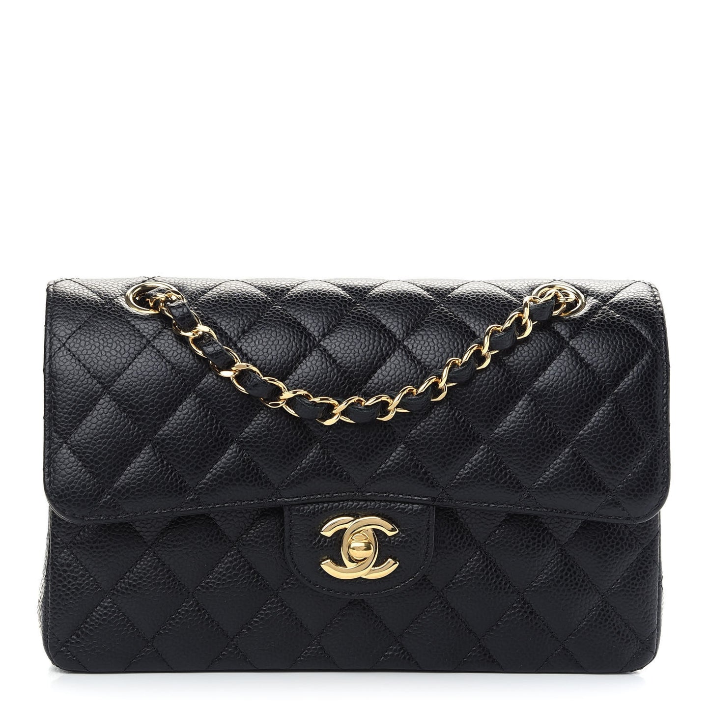 Caviar Quilted Small Double Flap Black