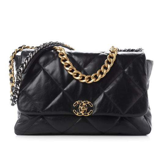 Lambskin Quilted Maxi Chanel 19 Flap Black