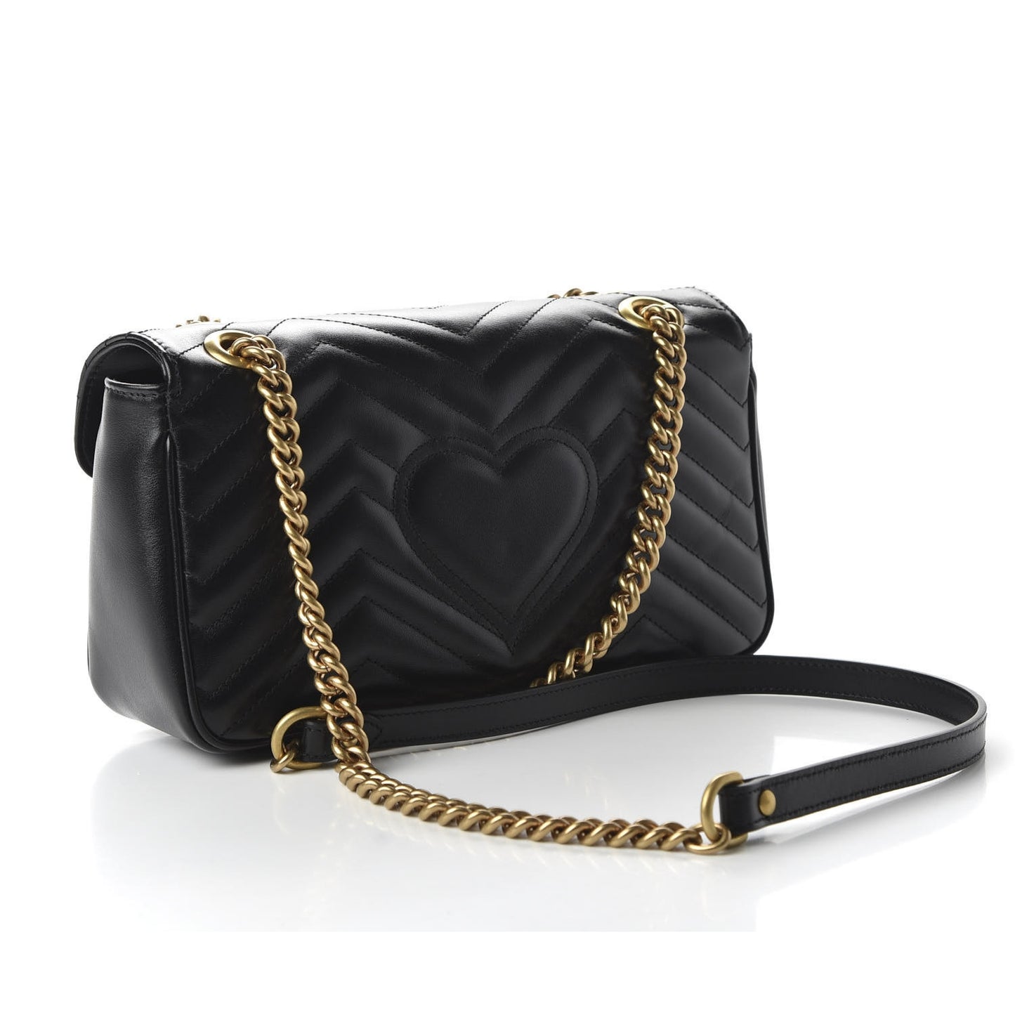 Calfskin Matelasse Small GG Marmont Shoulder Bag Black