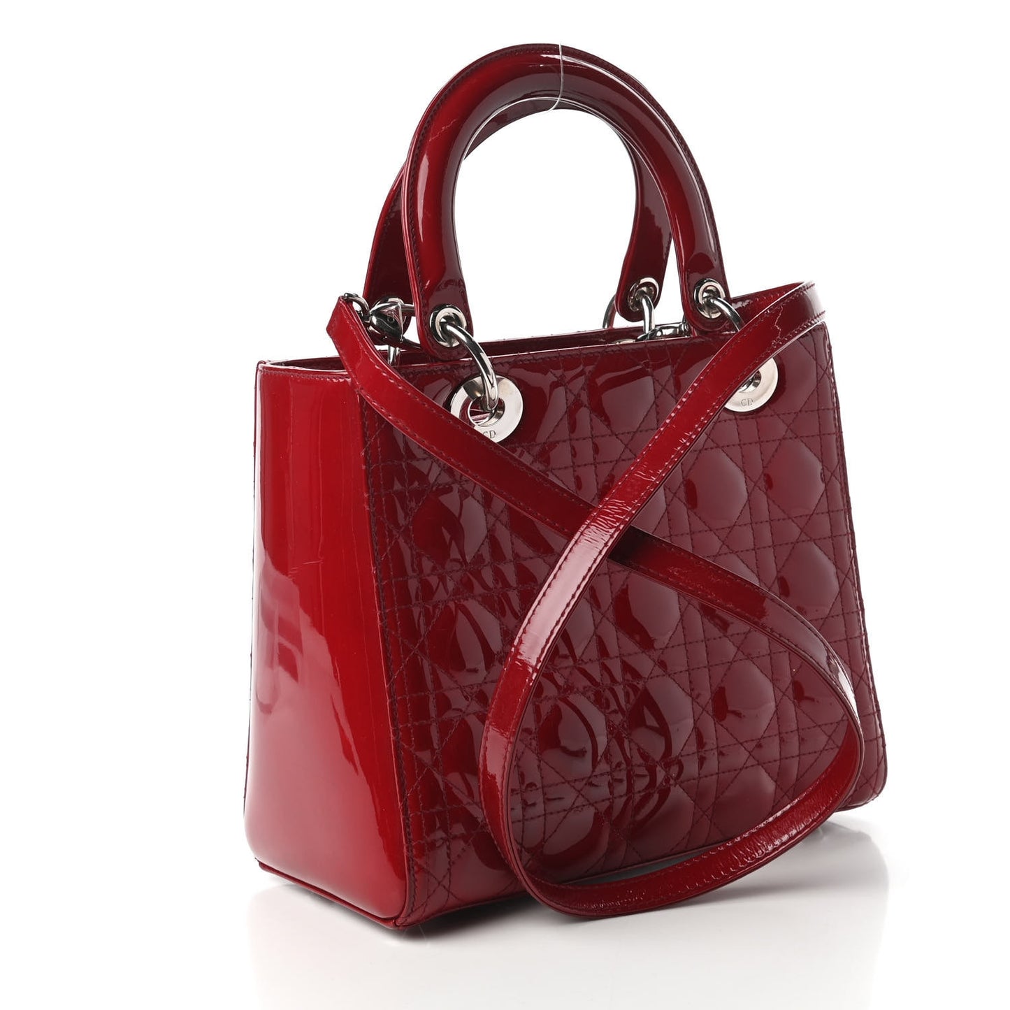 Patent Cannage Medium Lady Dior Red