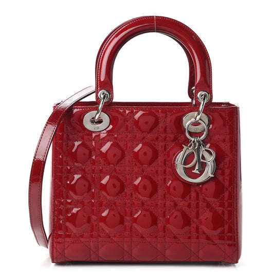 Patent Cannage Medium Lady Dior Red