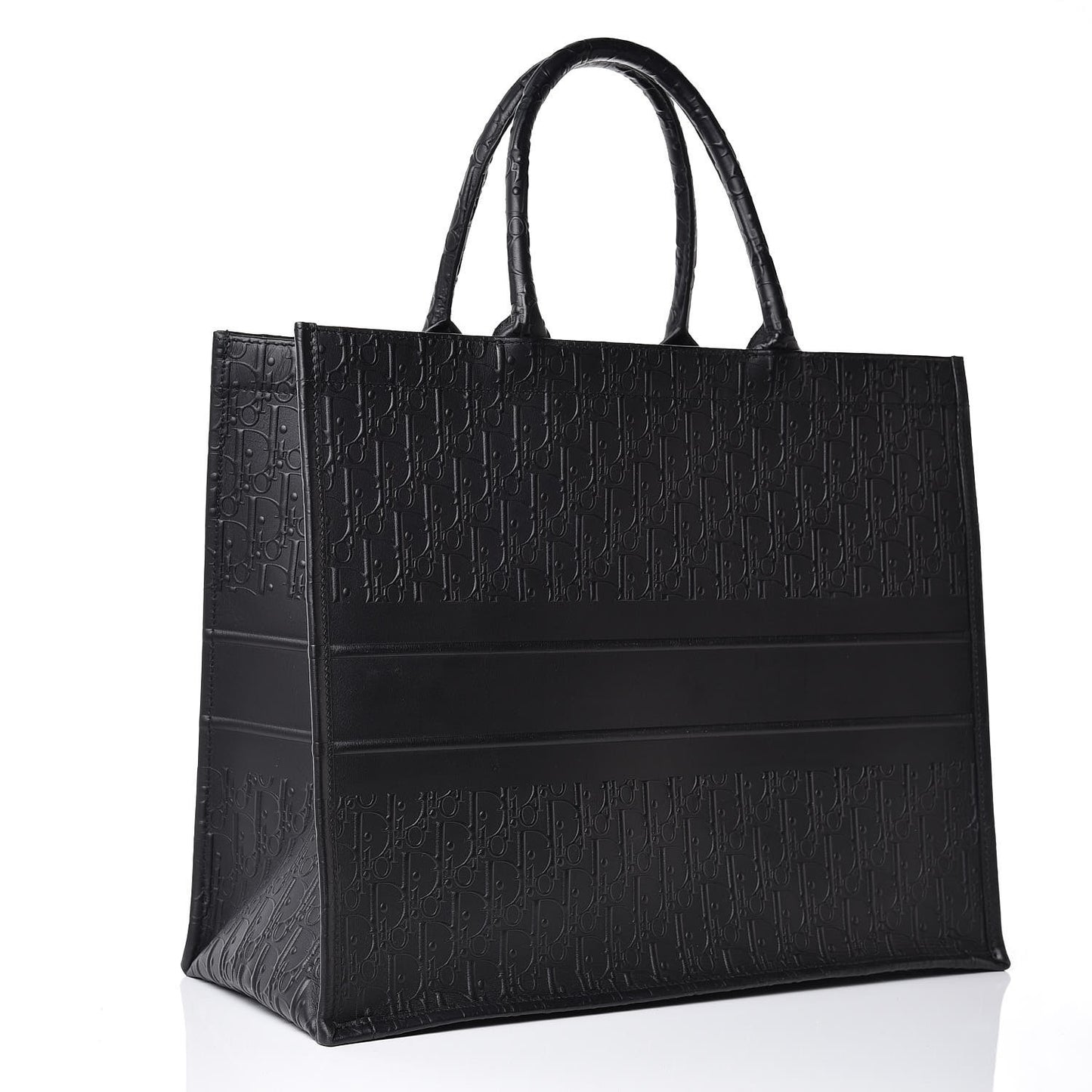 Oblique Calfskin Embossed Book Tote Black