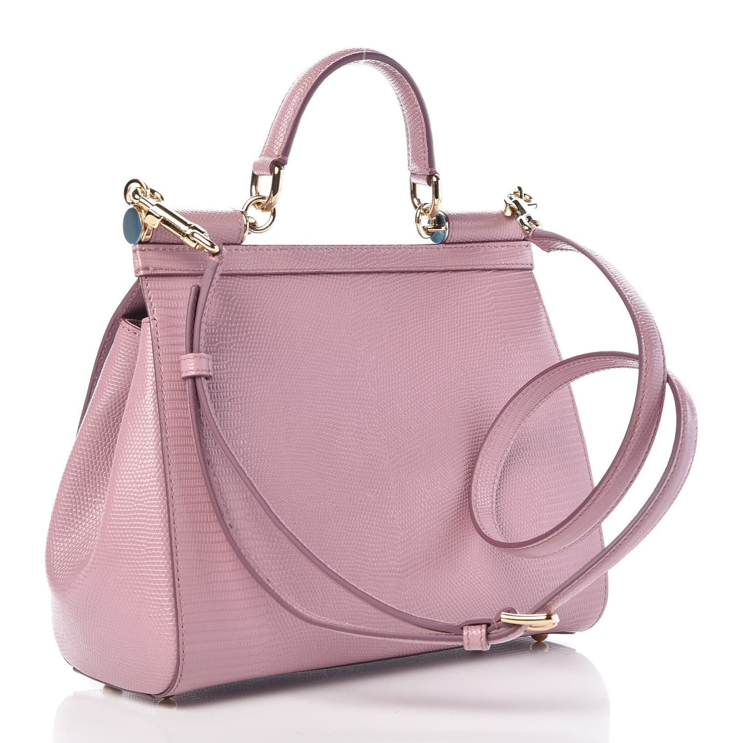 DOLCE & GABBANA Stampa Iguana Crystal Medium Miss Sicily Satchel Pink