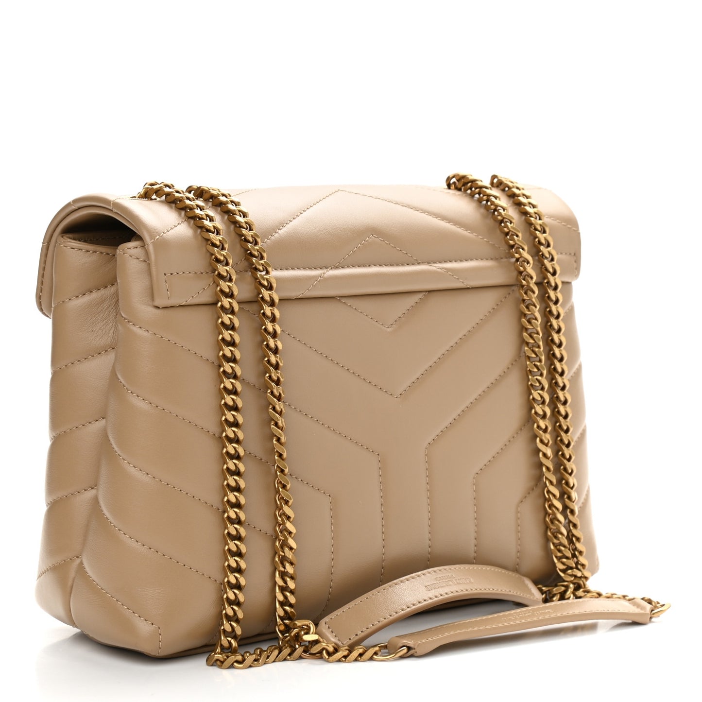 Calfskin Y Quilted Monogram Small Loulou Chain Satchel Dark Beige