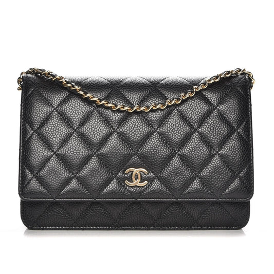 Caviar Quilted Wallet On Chain WOC Black