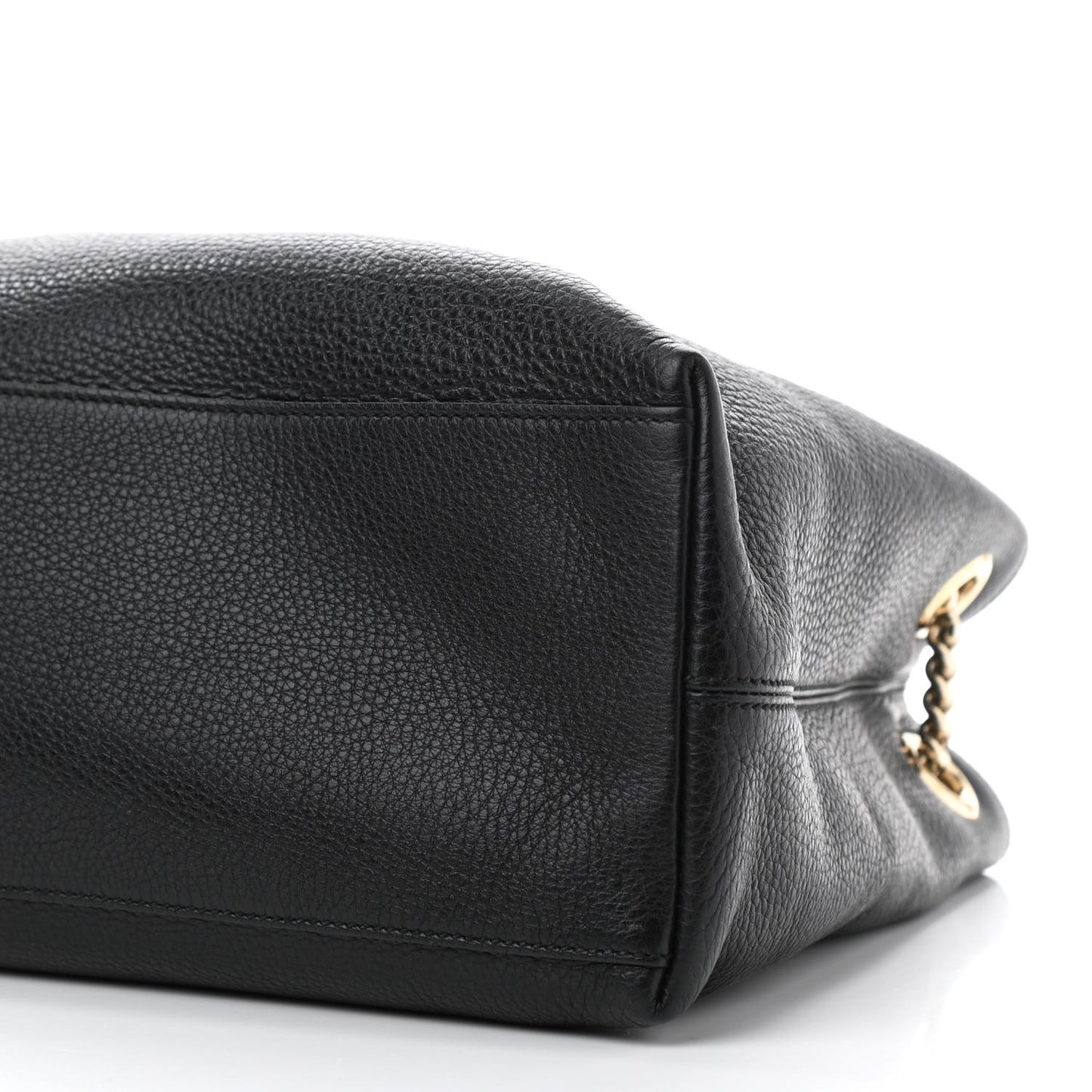 Pebbled Calfskin Medium Soho Chain Shoulder Bag Black