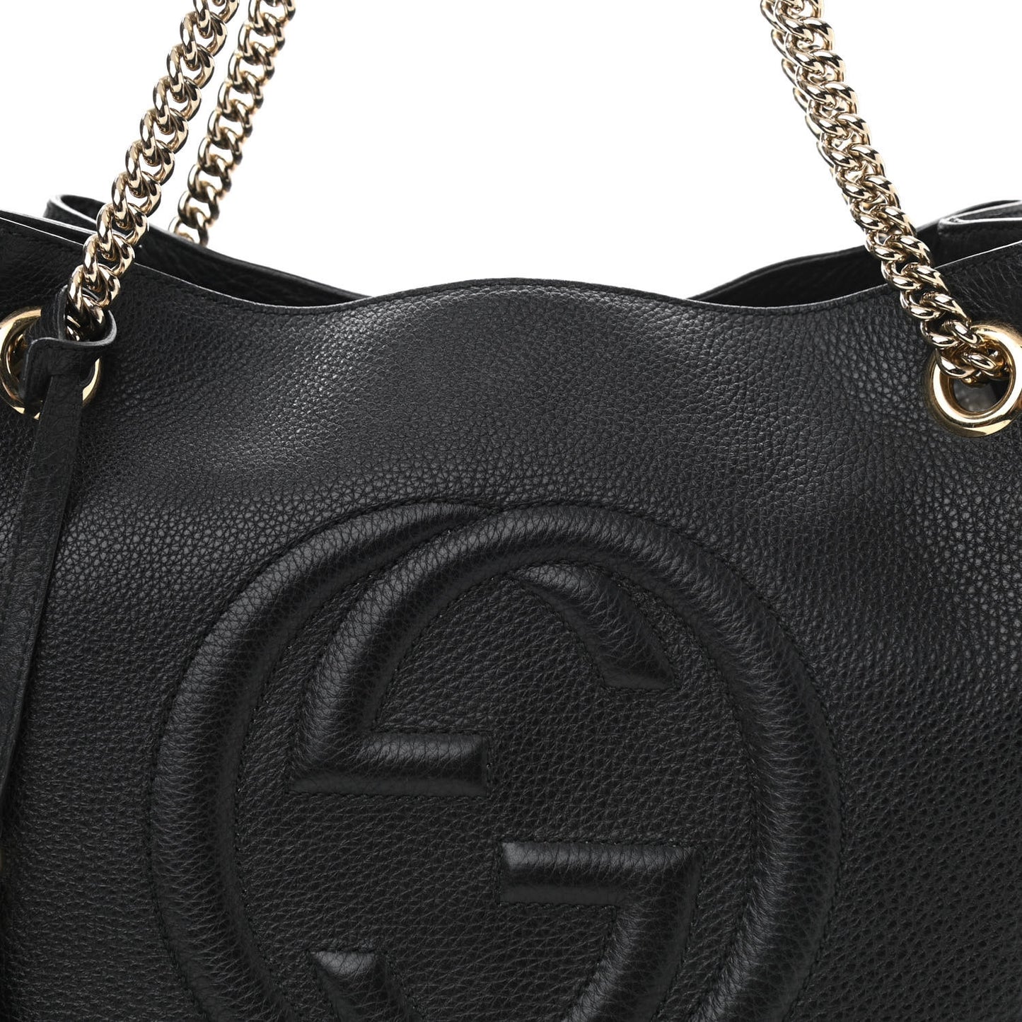 Pebbled Calfskin Medium Soho Chain Shoulder Bag Black