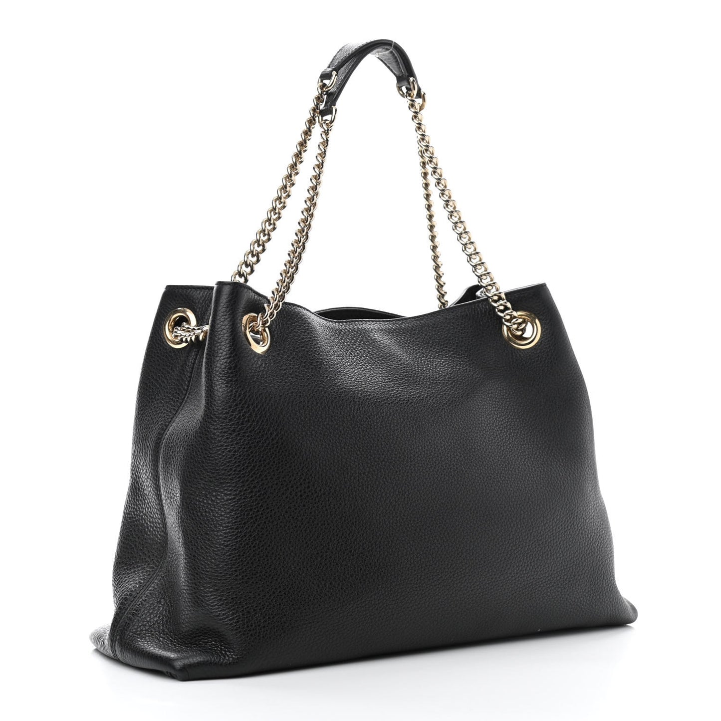 Pebbled Calfskin Medium Soho Chain Shoulder Bag Black