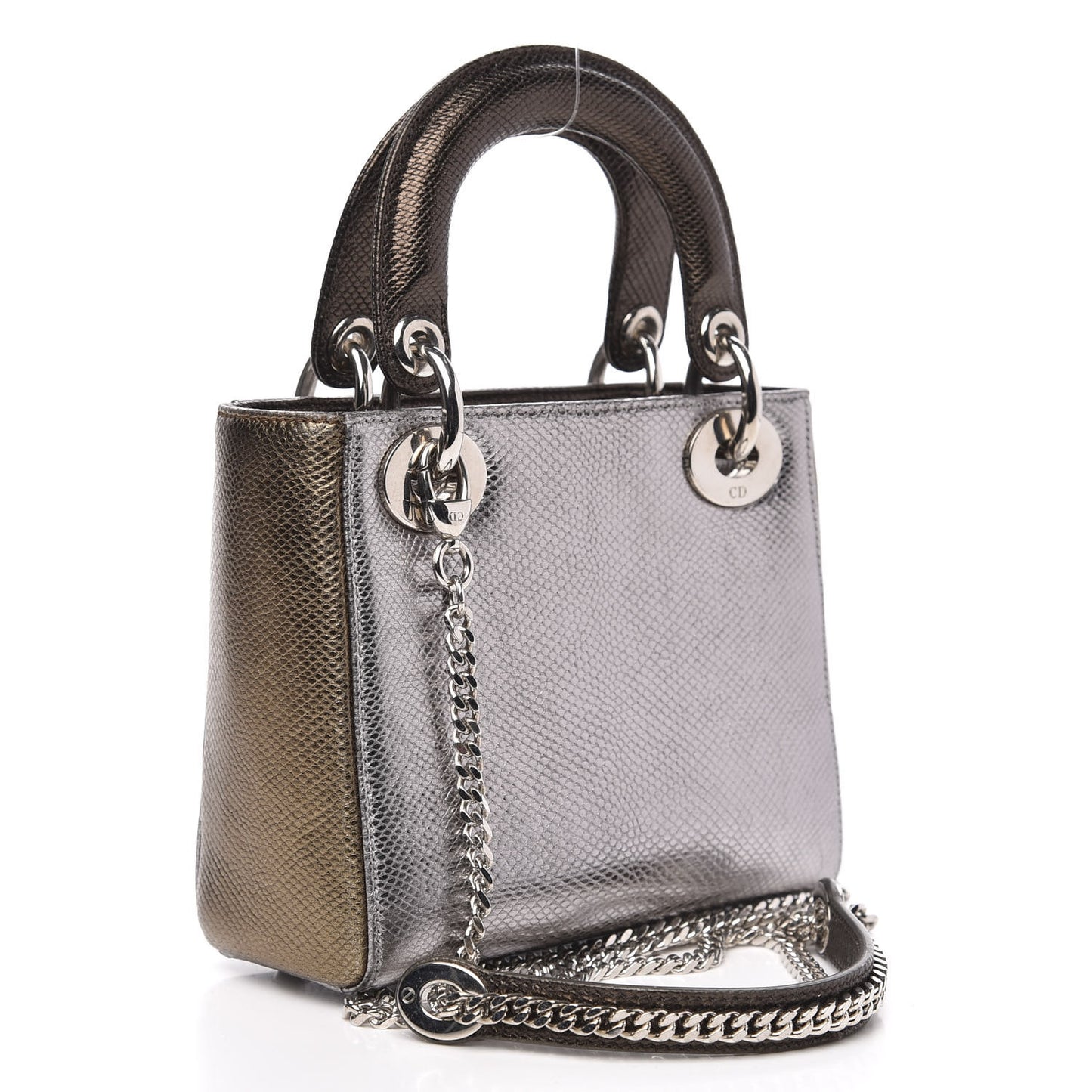 Metallic Karung Mini Lady Dior Silver Bronze