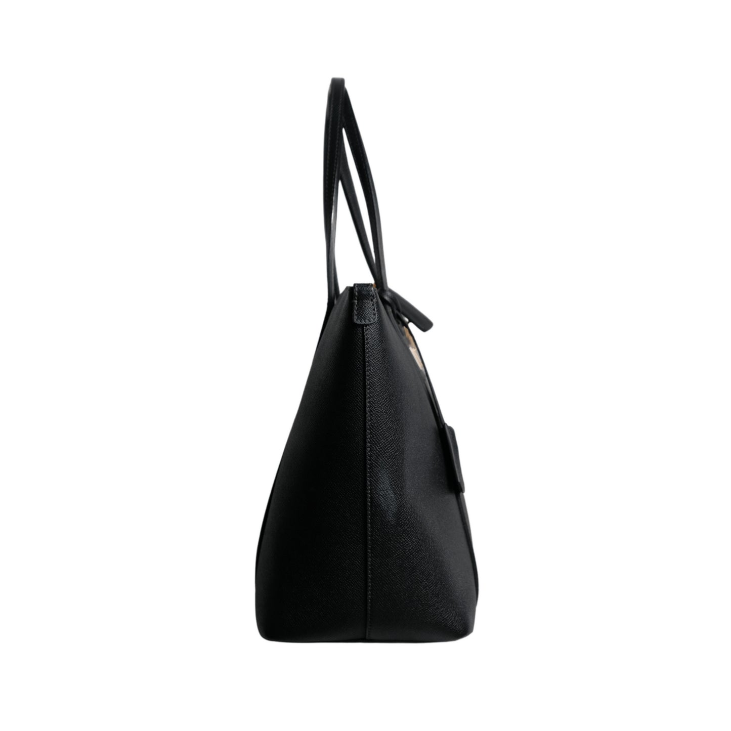 Black Leather Miss Escape Top Zip Shopper Tote