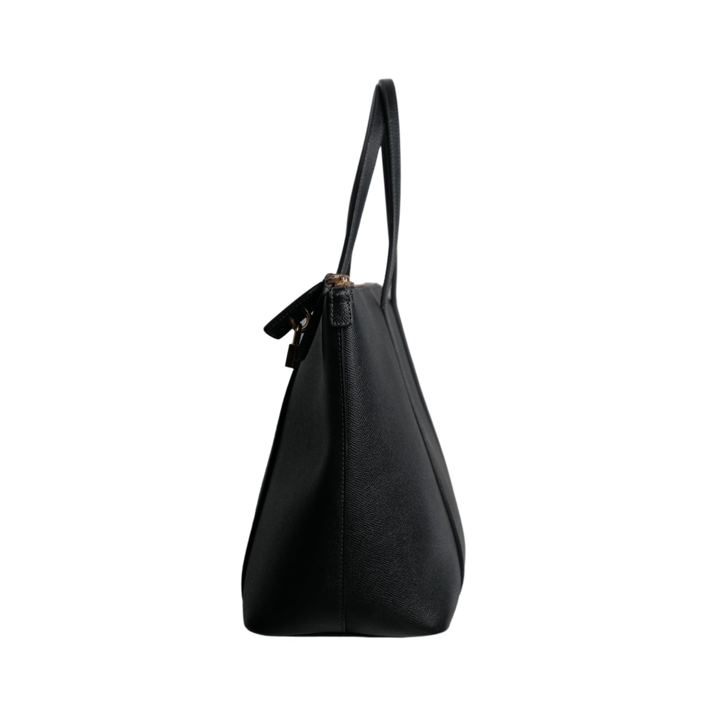 Black Leather Miss Escape Top Zip Shopper Tote