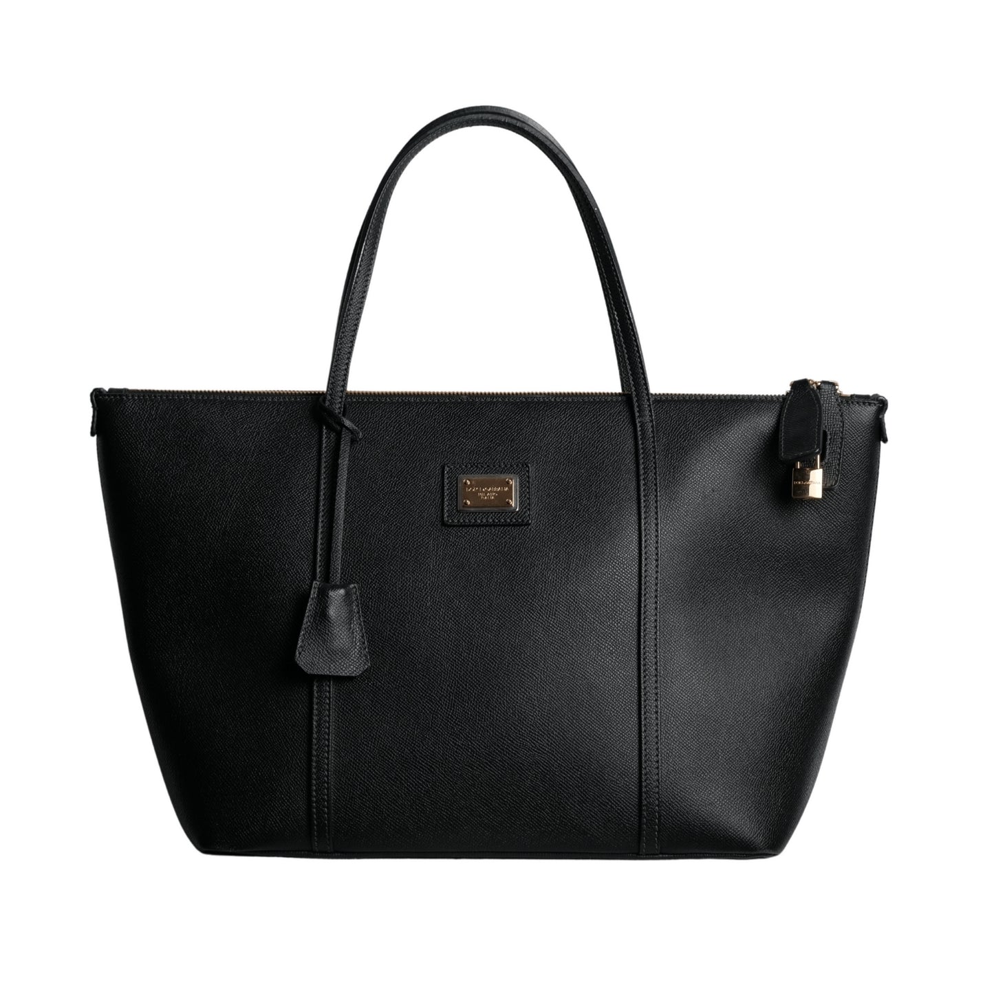 Black Leather Miss Escape Top Zip Shopper Tote