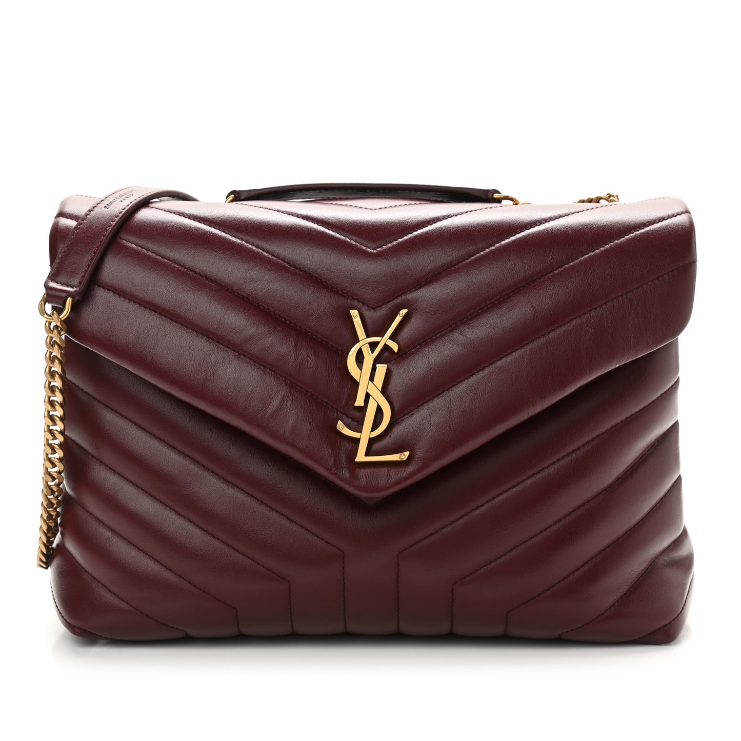 Calfskin Y Quilted Monogram Medium Loulou Chain Satchel Rouge Legion