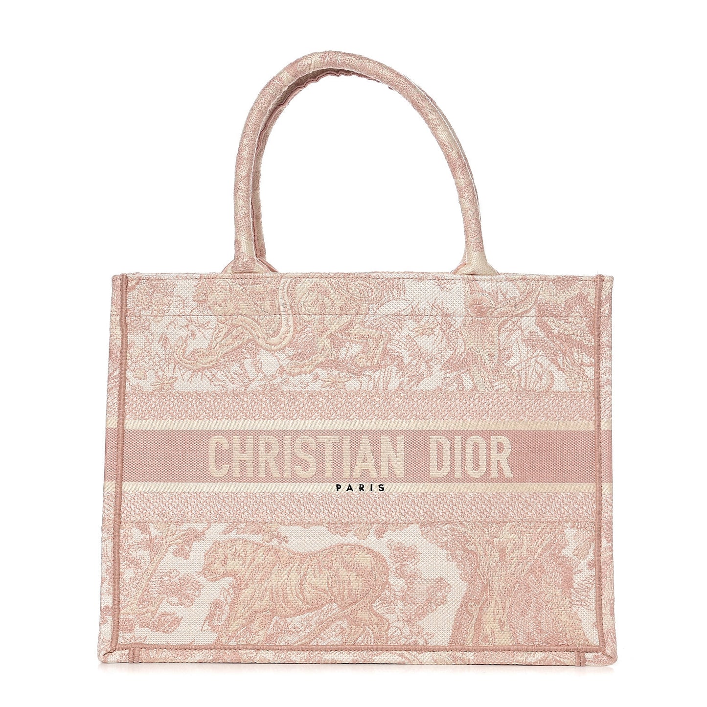 Canvas Embroidered Medium Dioriviera Toile De Jouy Book Tote Rose