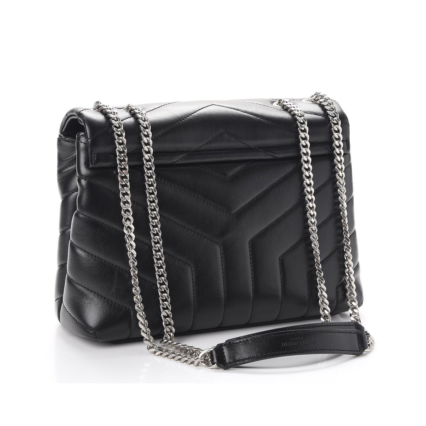 Calfskin Y Quilted Monogram Small Loulou Chain Satchel Black