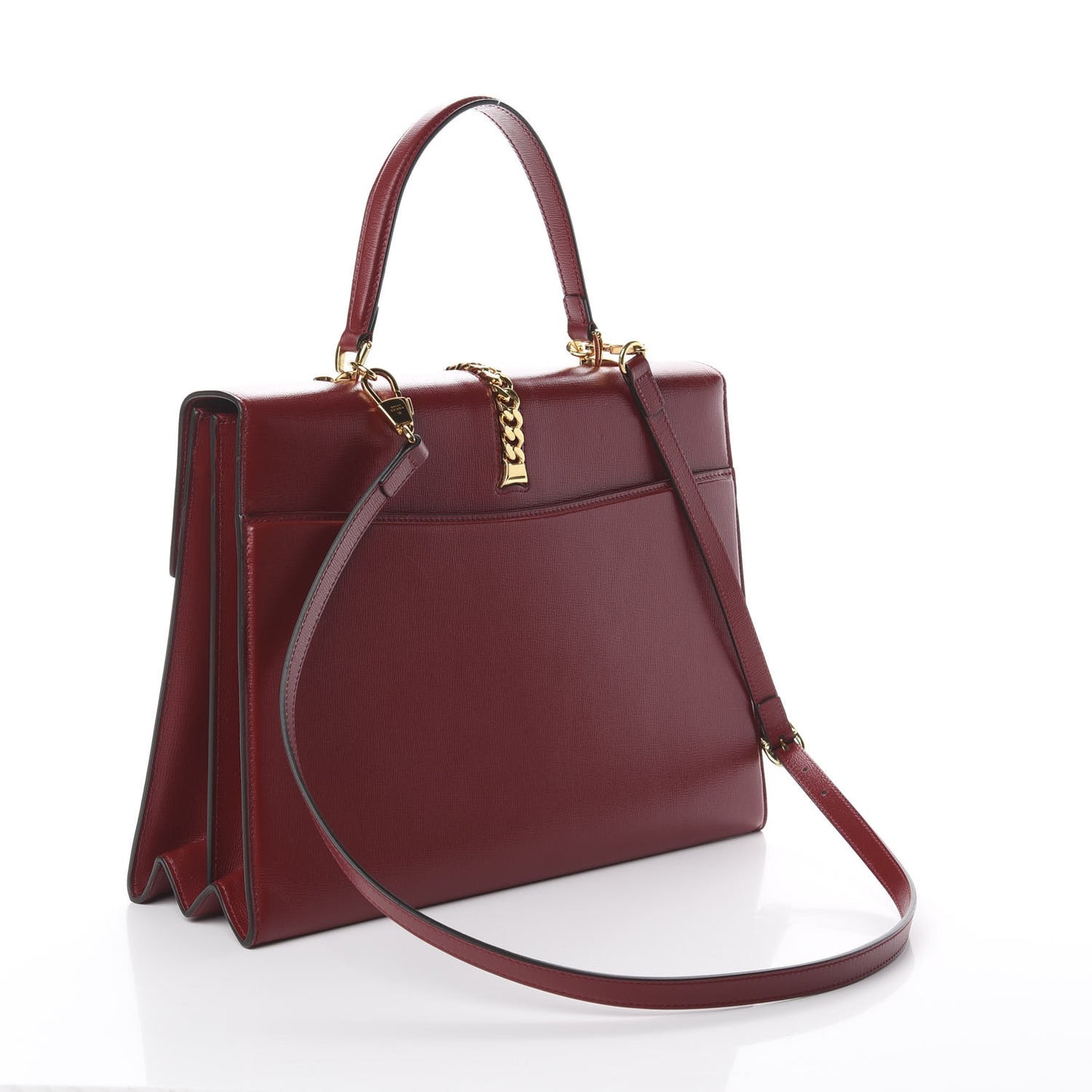 Textured Calfskin Medium Sylvie 1969 Top Handle Bag New Cherry Red