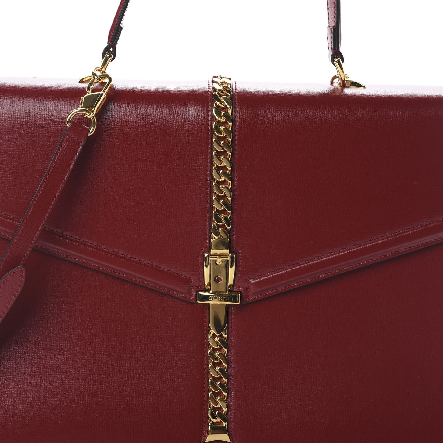 Textured Calfskin Medium Sylvie 1969 Top Handle Bag New Cherry Red