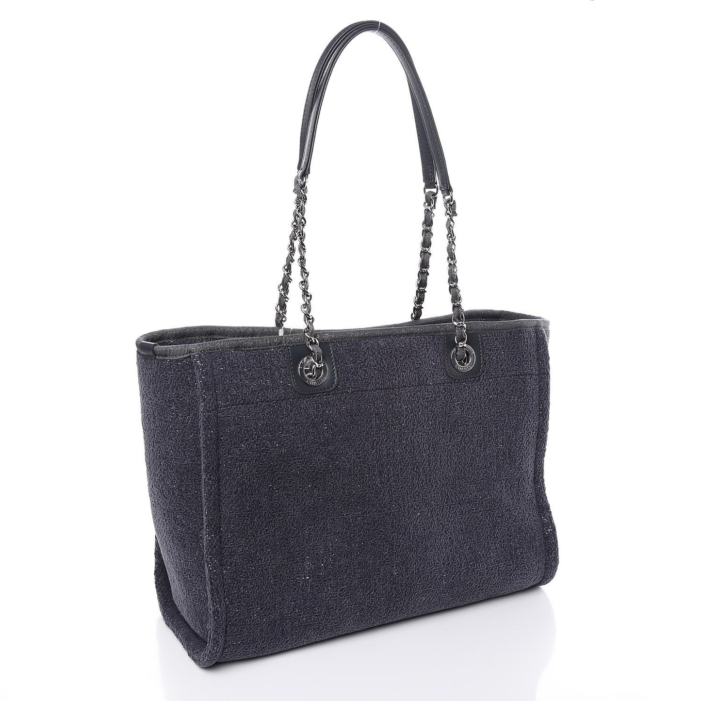 Lurex Boucle Small Deauville Tote Light Grey