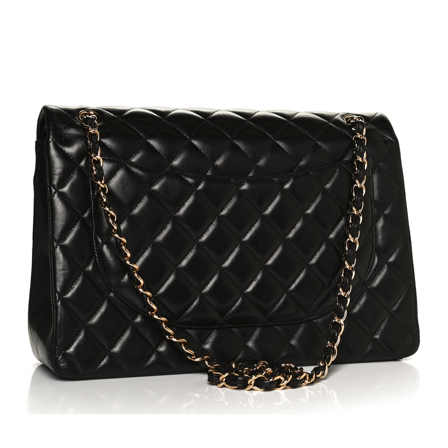 Lambskin Quilted Maxi Double Flap Black