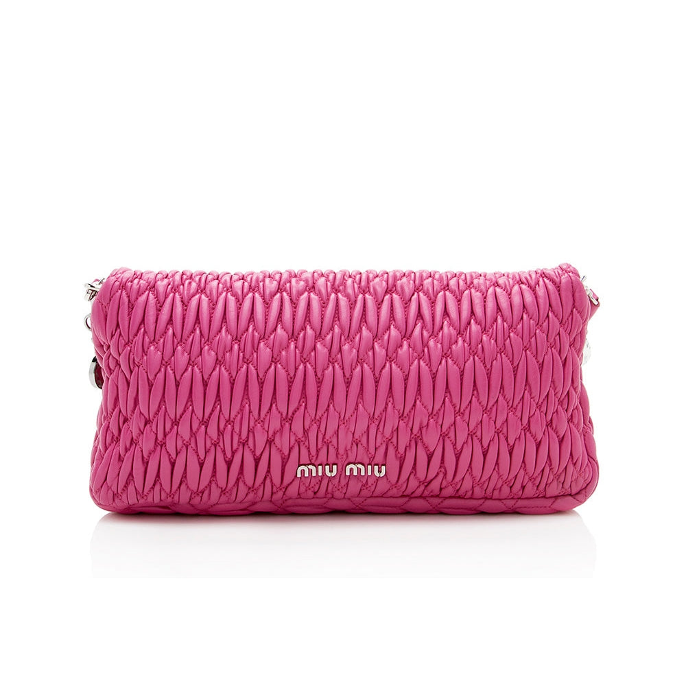 Miu Miu Matelasse Crystal Flap Shoulder Bag