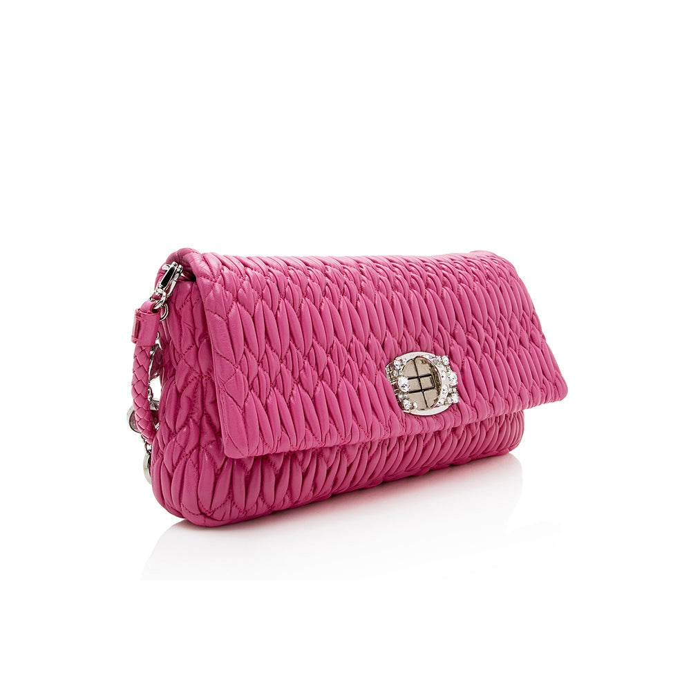 Miu Miu Matelasse Crystal Flap Shoulder Bag