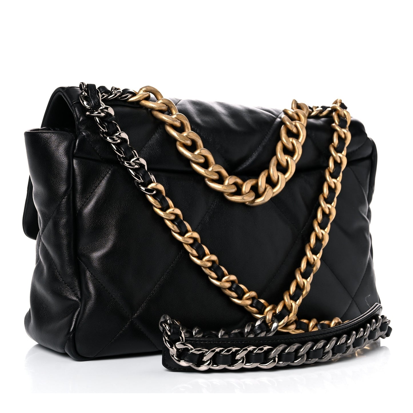 Lambskin Quilted Large Chanel 19 Flap Black