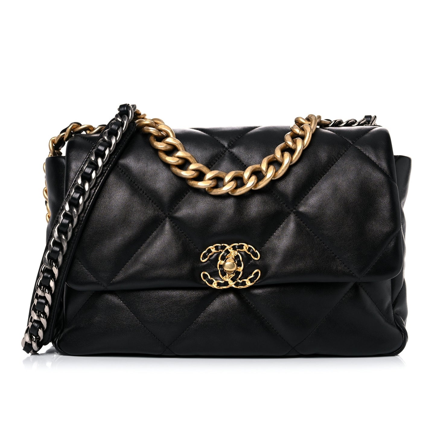 Lambskin Quilted Large Chanel 19 Flap Black