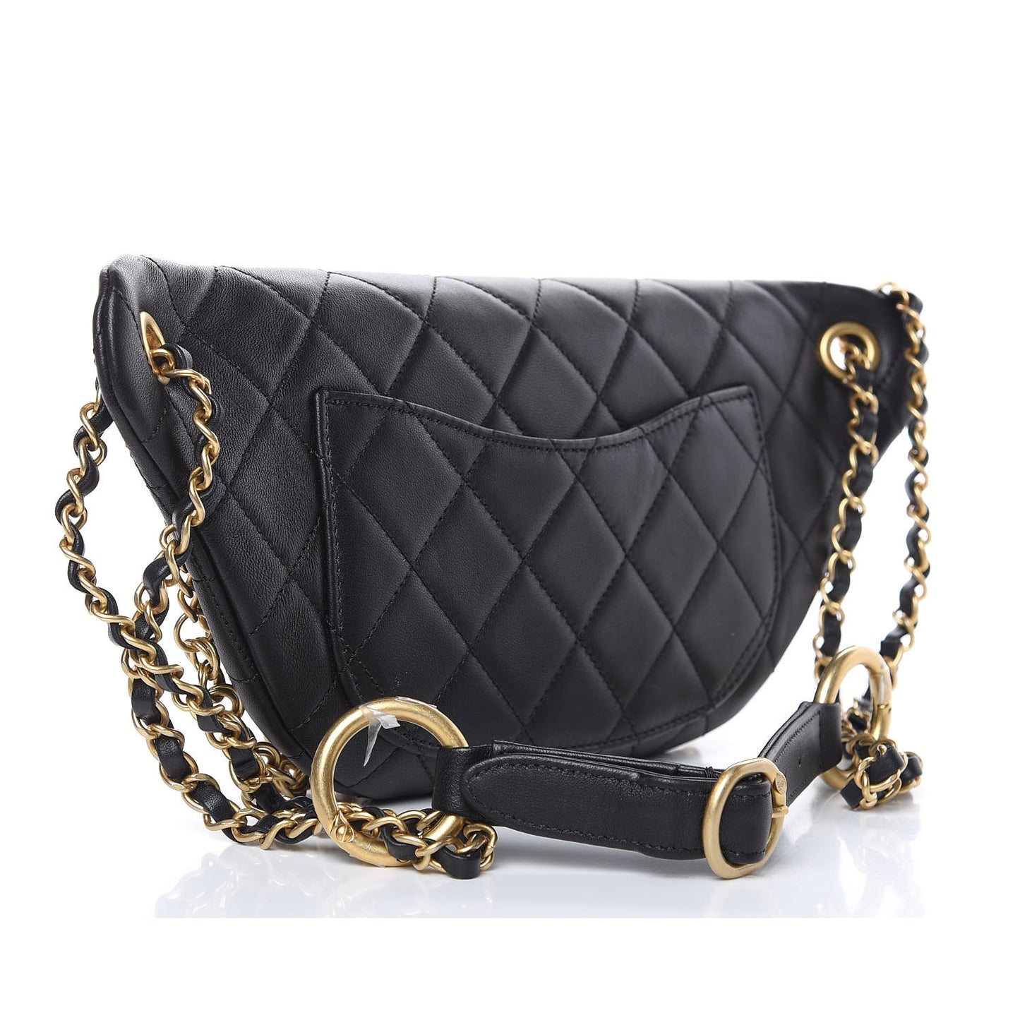 Lambskin Quilted All About Chains Waist Belt Bag Black