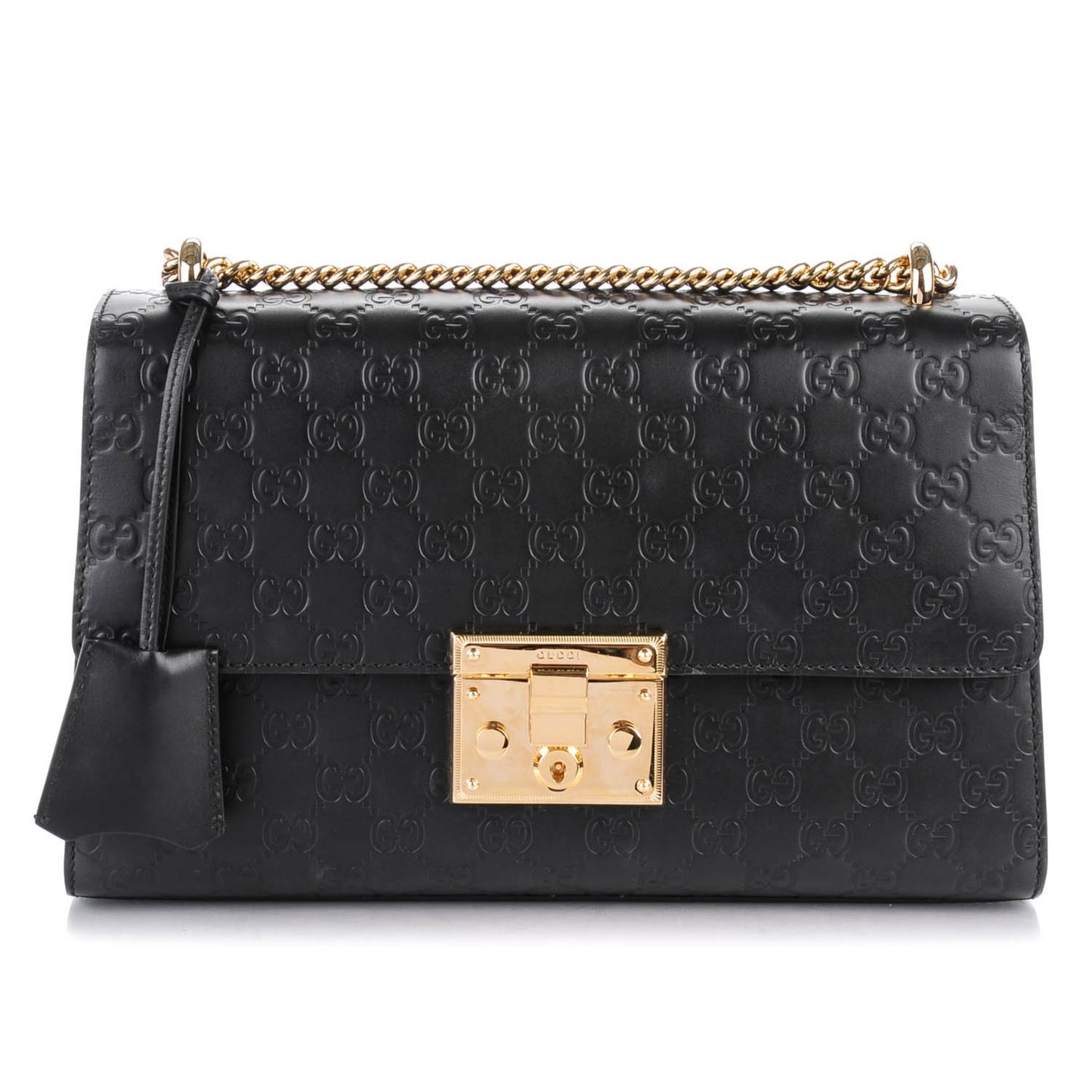 Guccissima Medium Padlock Shoulder Bag Black