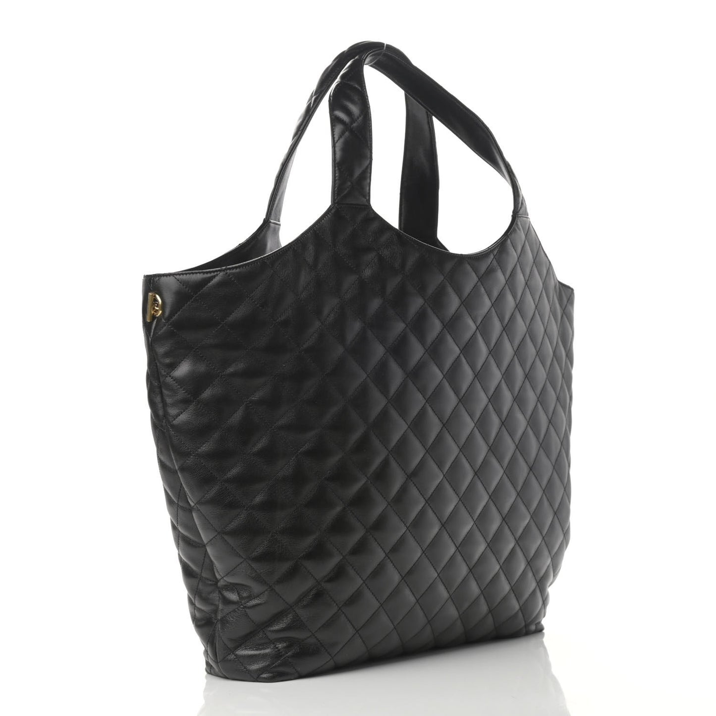 Lambskin Quilted Maxi Icare Shopping Tote Black