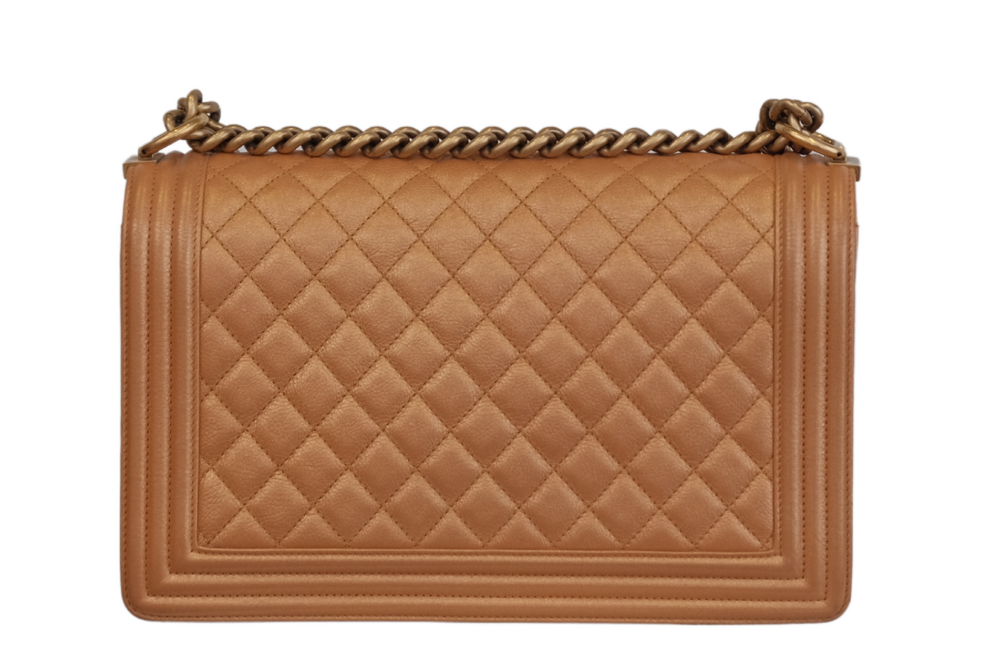 Caviar Quilted Medium Boy Flap Light Brown