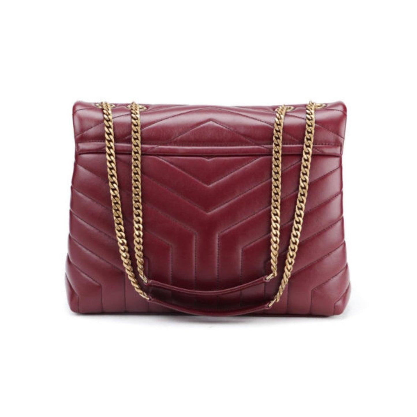 Calfskin Y Quilted Monogram Medium Loulou Chain Satchel Burgundy