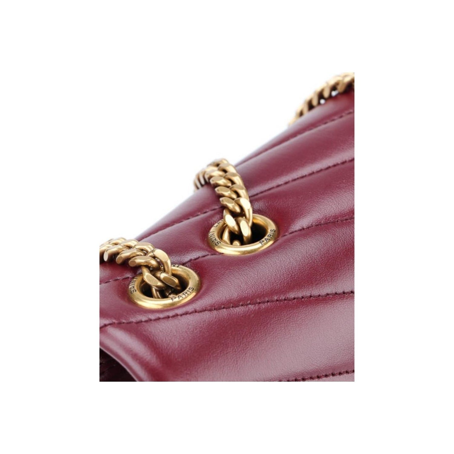 Calfskin Y Quilted Monogram Medium Loulou Chain Satchel Burgundy