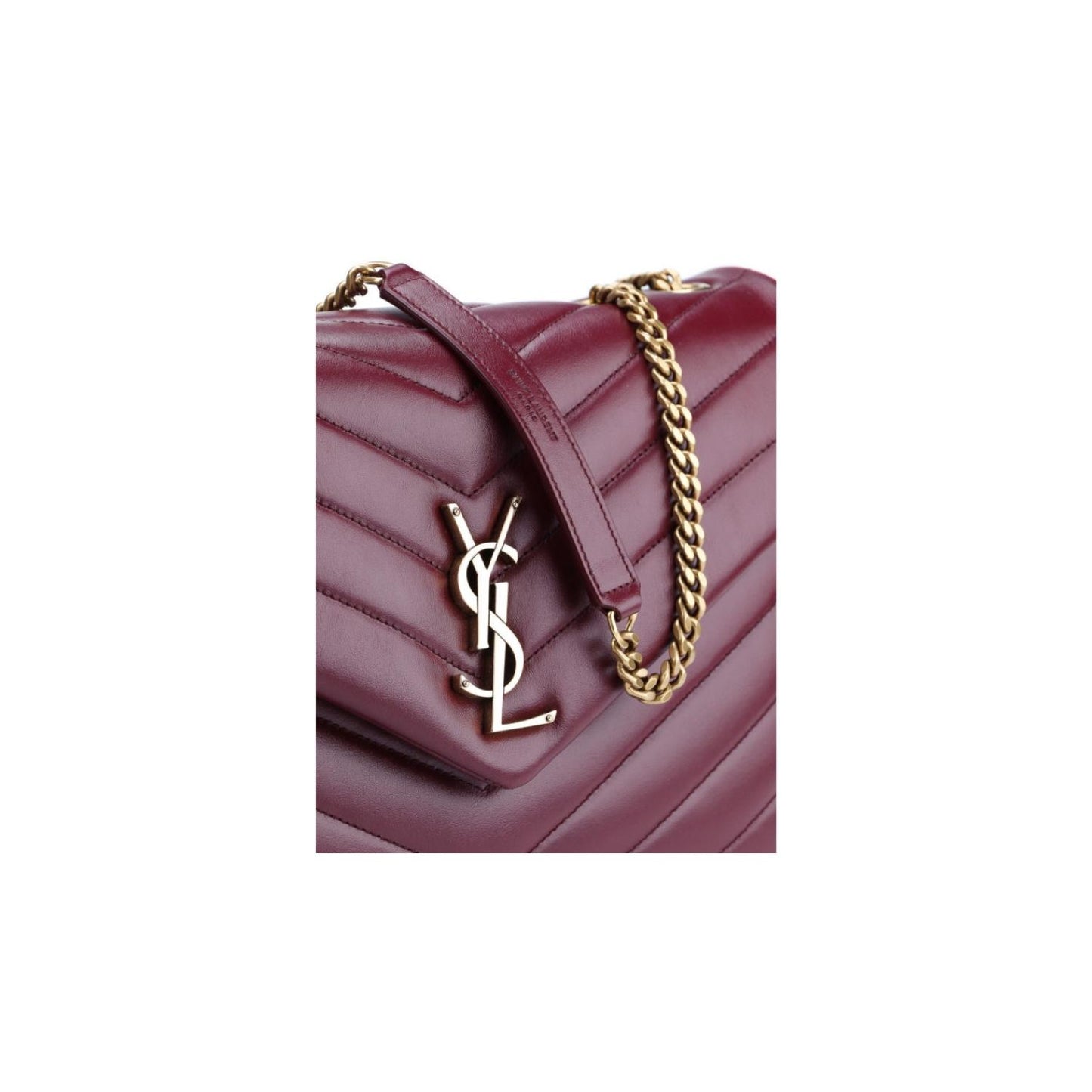 Calfskin Y Quilted Monogram Medium Loulou Chain Satchel Burgundy