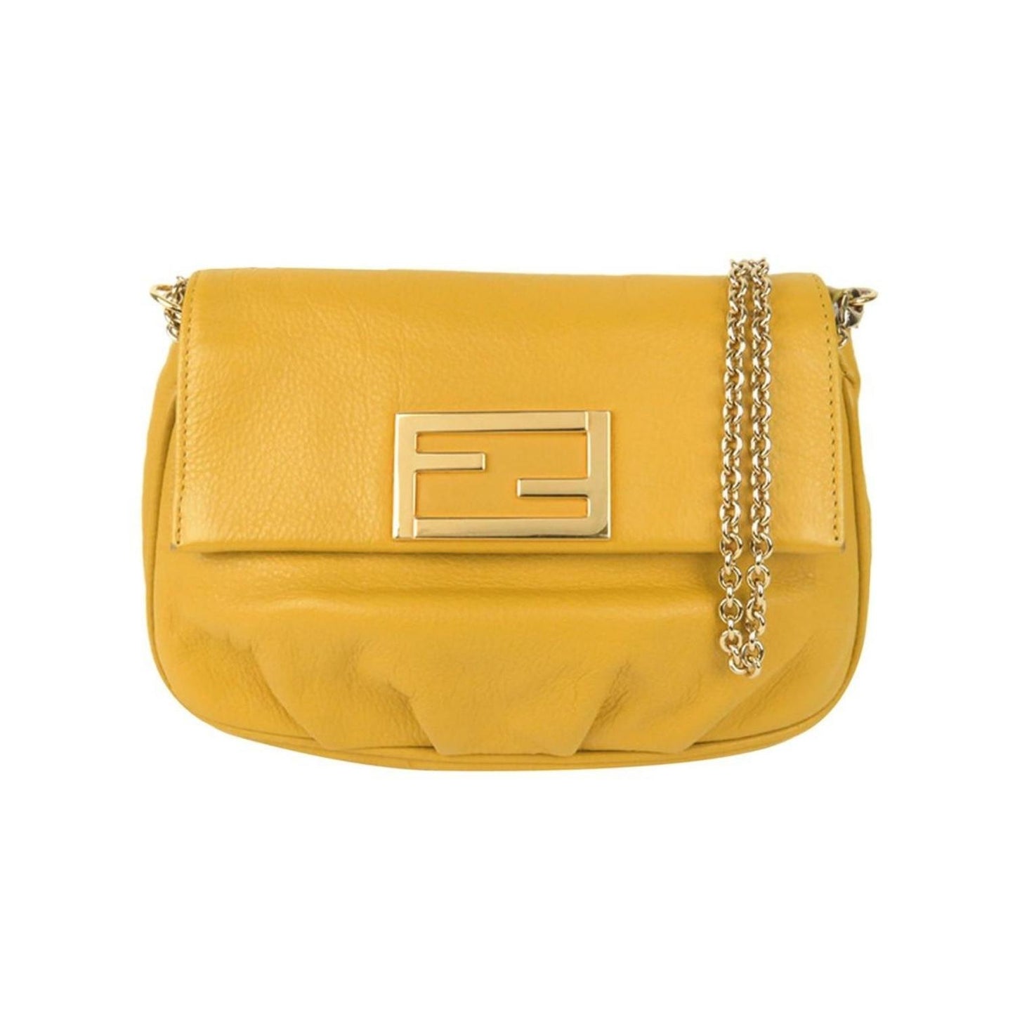 Yellow Leather Fendista Pochette Shoulder Bag