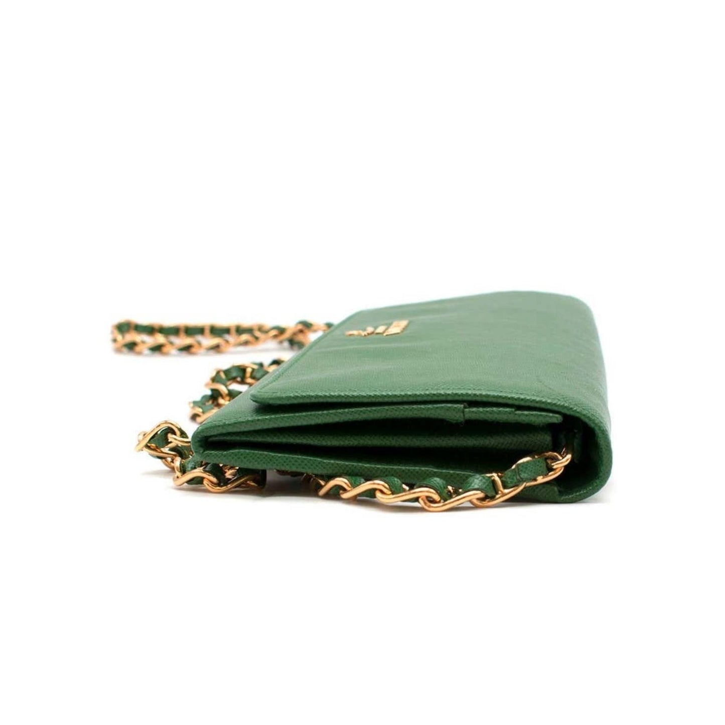 Green Saffiano Leather Wallet On Chain