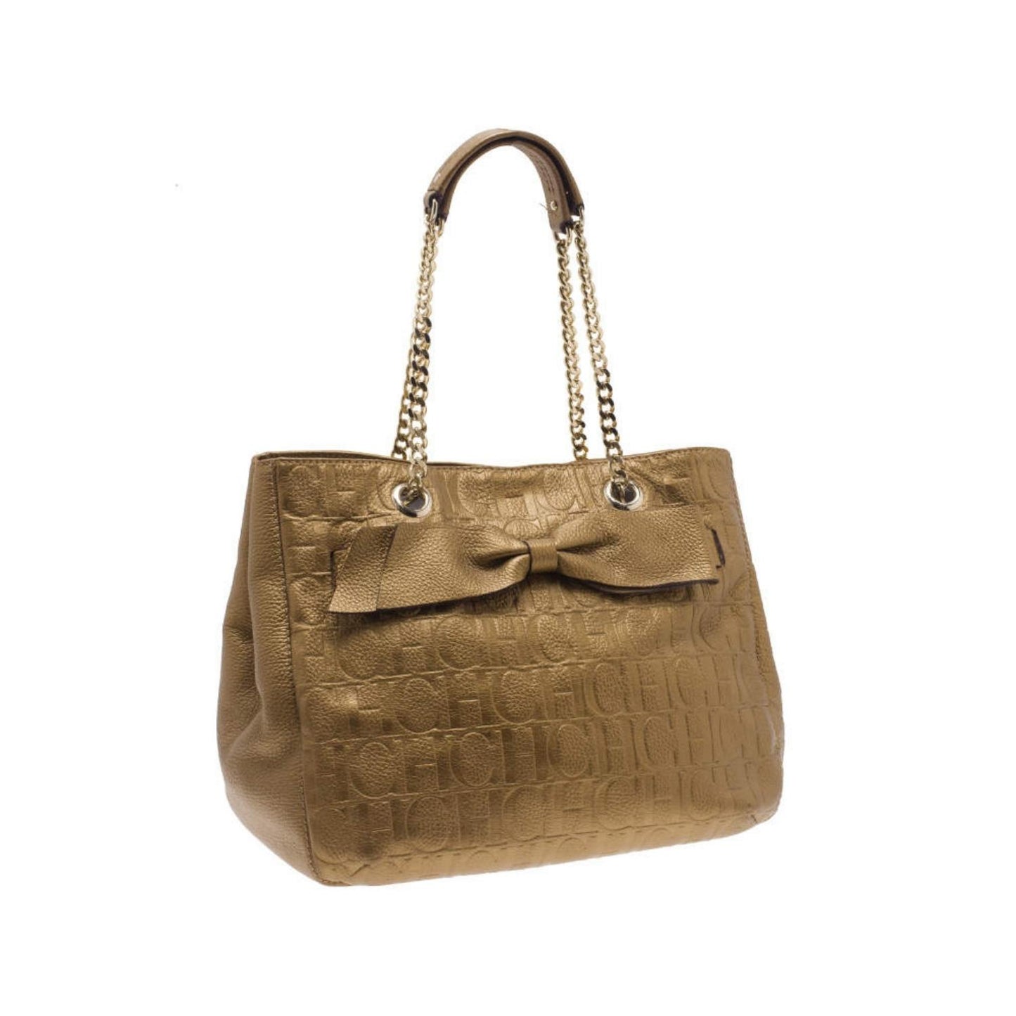 Gold Monogram Leather Audrey Tote Bag