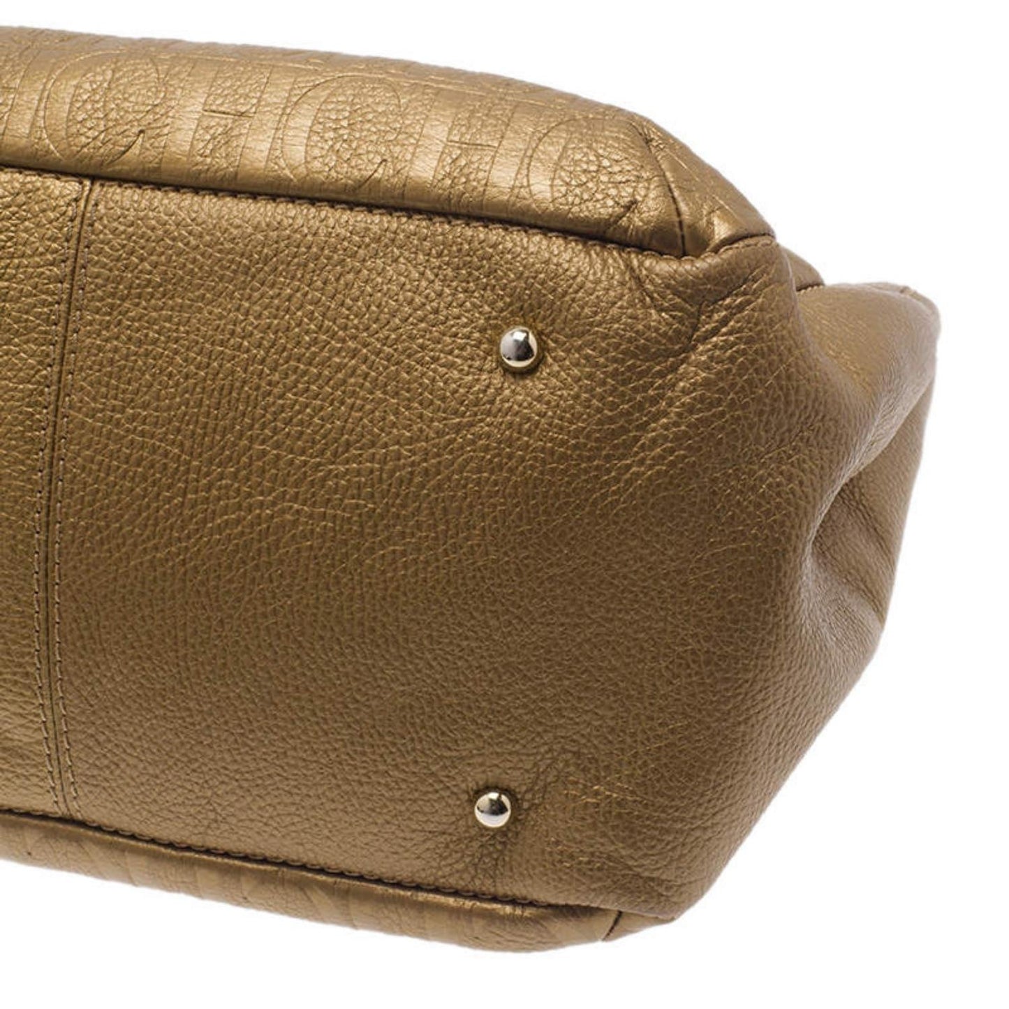 Gold Monogram Leather Audrey Tote Bag