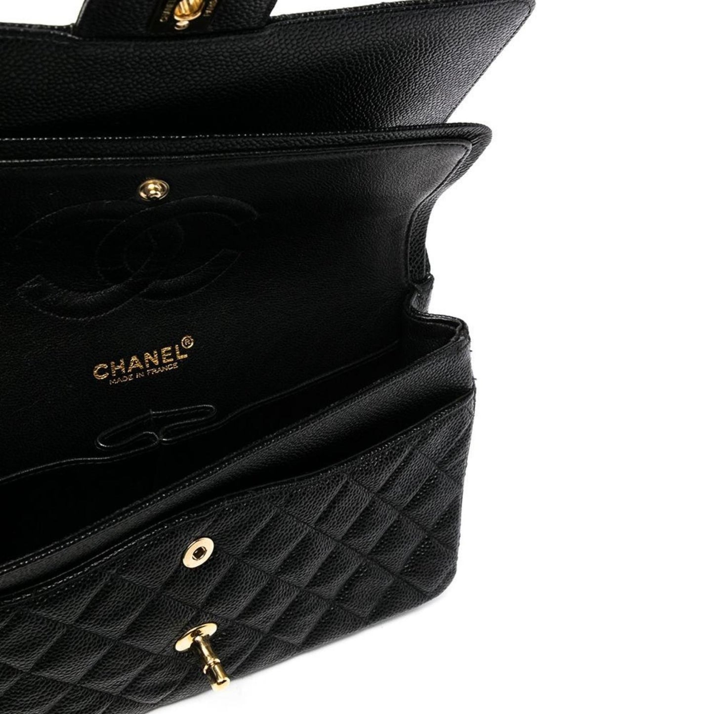 Caviar Quilted Small Double Flap Black