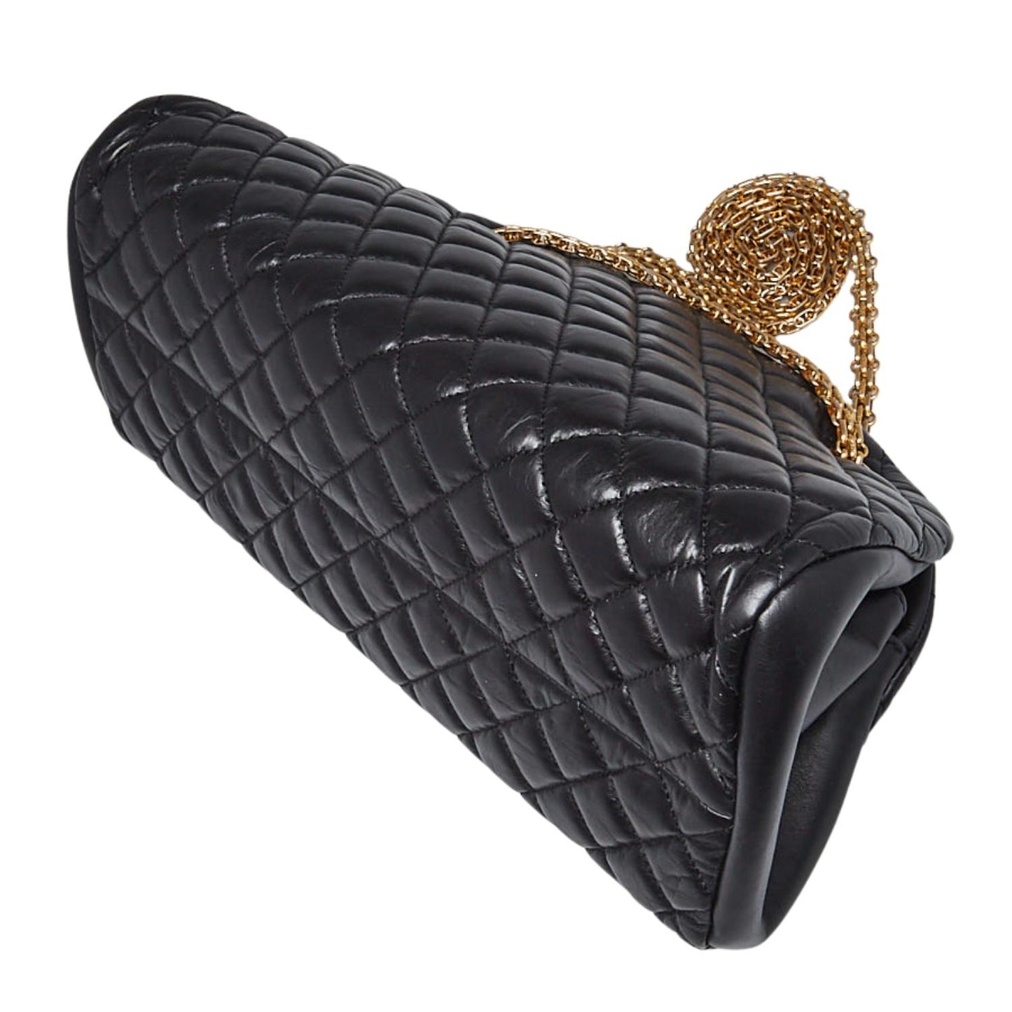 Black Quilted Calfskin Leather Just Mademoiselle Bowling Bag