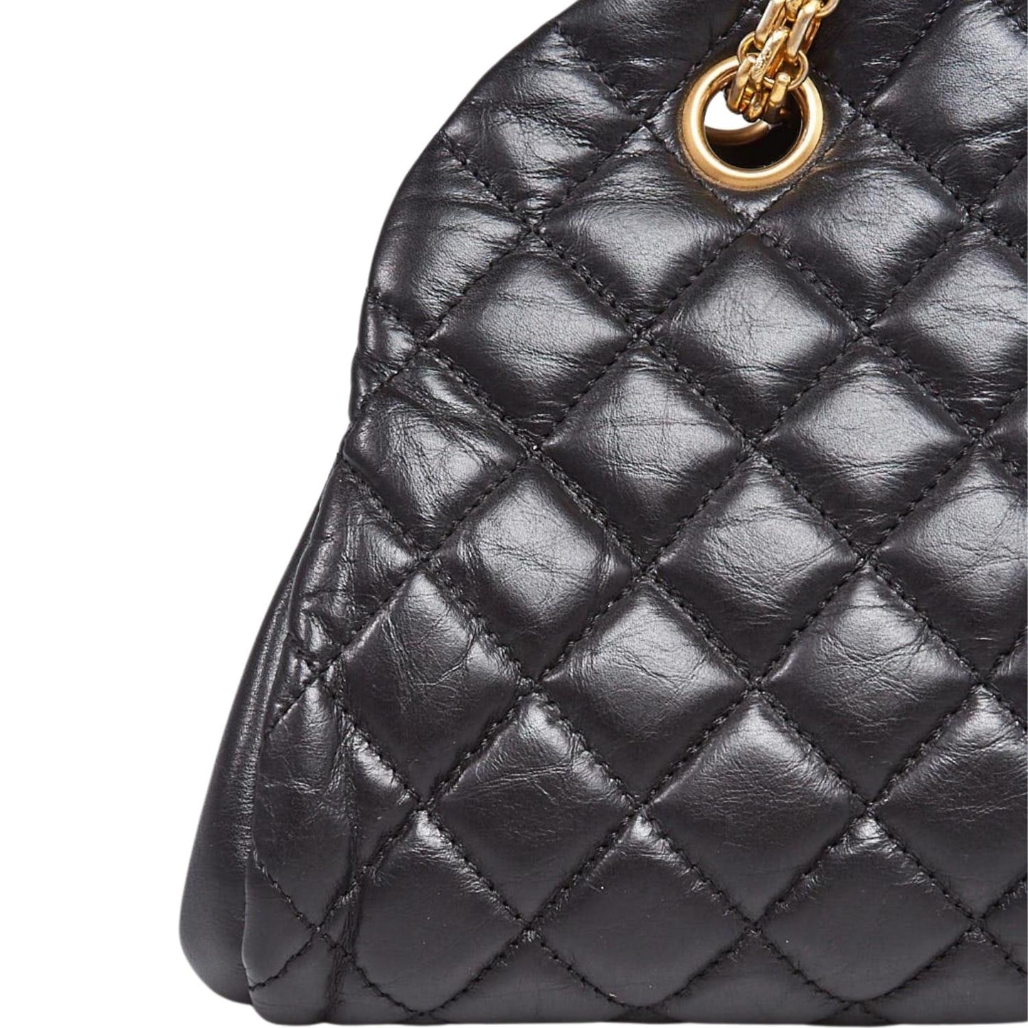 Black Quilted Calfskin Leather Just Mademoiselle Bowling Bag