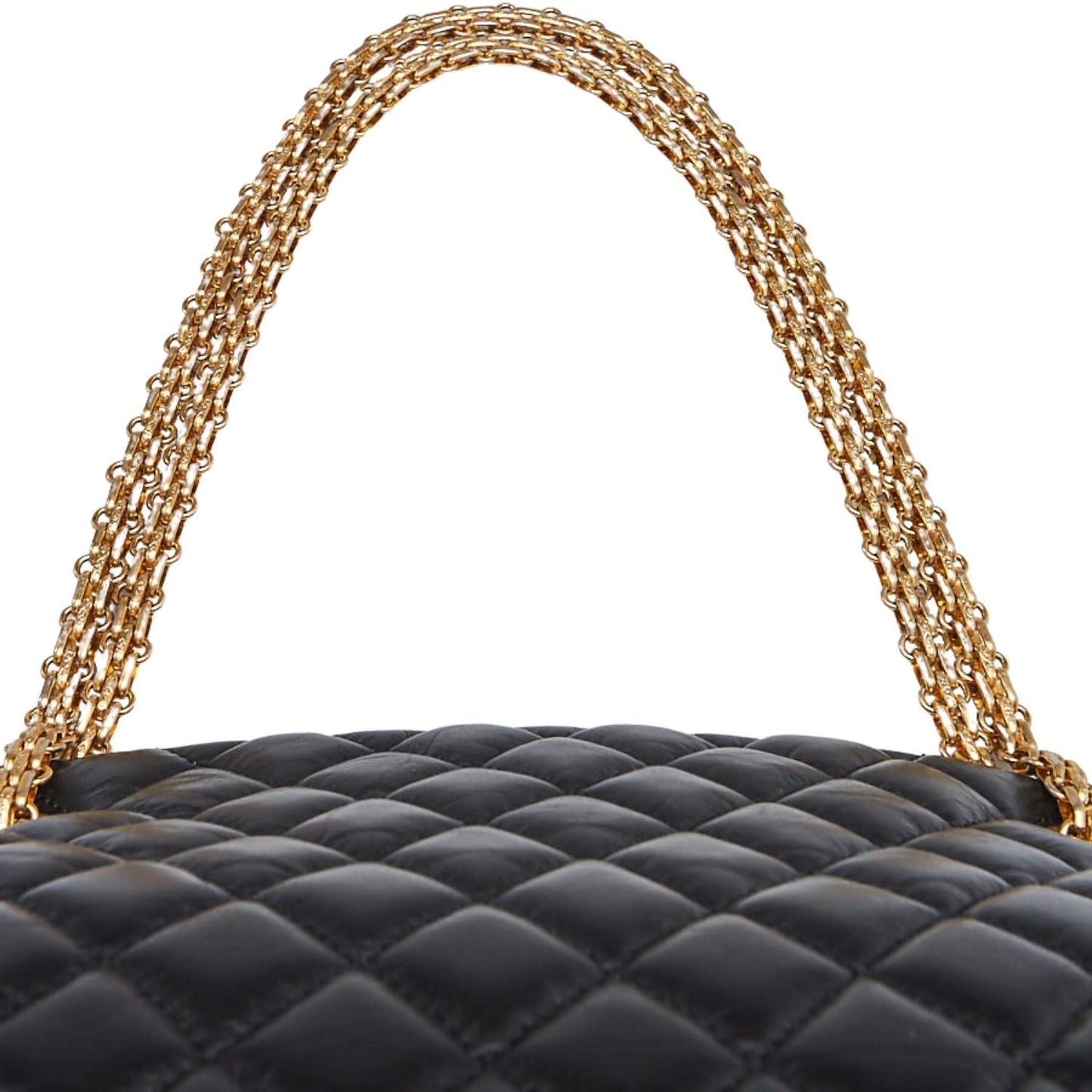 Black Quilted Calfskin Leather Just Mademoiselle Bowling Bag