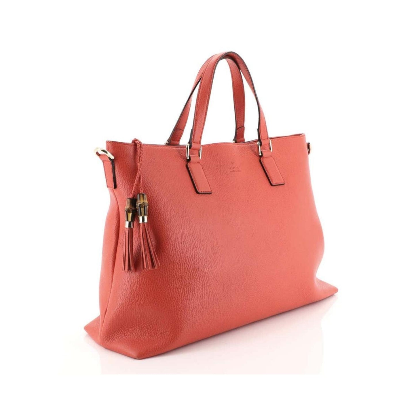 Bamboo Tassel Convertible Zip Tote Leather Large