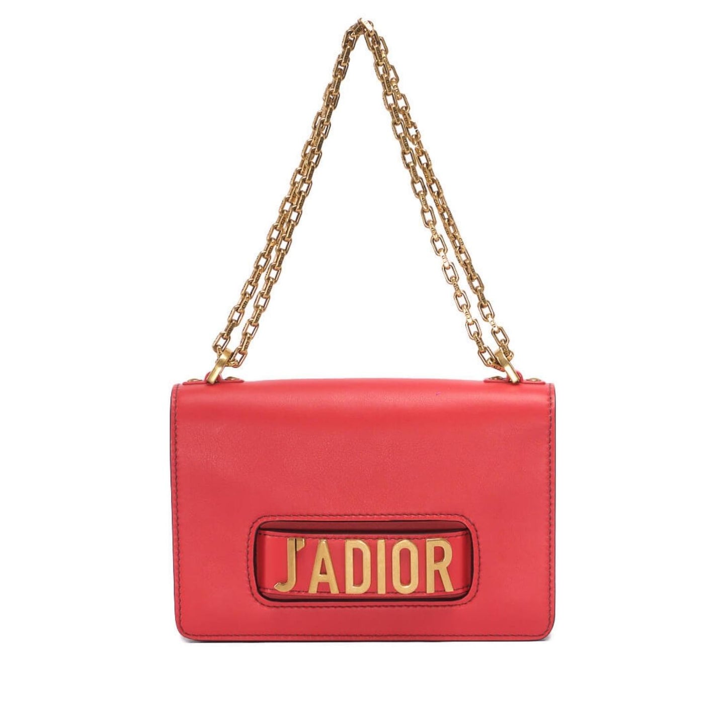 Calfskin J'Adior Chain Flap Bag Red
